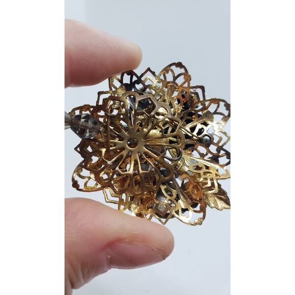 Vintage Bracelet Wrap Around Glass Bead Rhinestone Filigree Haskell Style 1950s - Picture 8 of 12